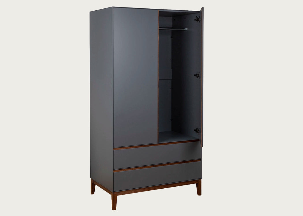 Lars Double Wardrobe Grey & Walnut