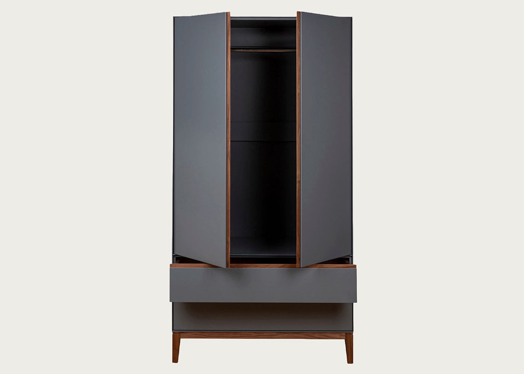 Lars Double Wardrobe Grey & Walnut