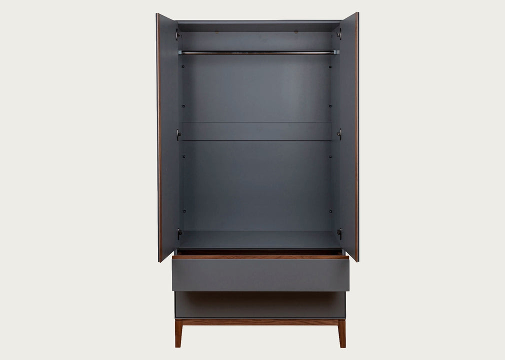 Lars Double Wardrobe Grey & Walnut