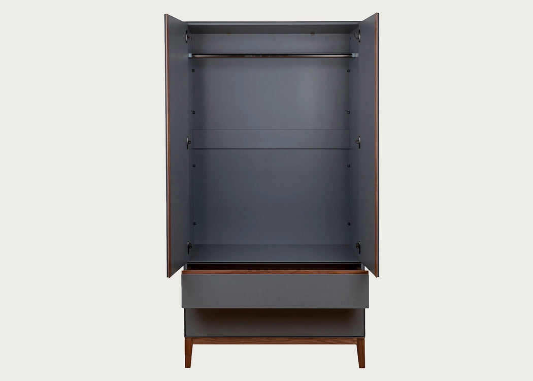 Lars Double Wardrobe Grey & Walnut