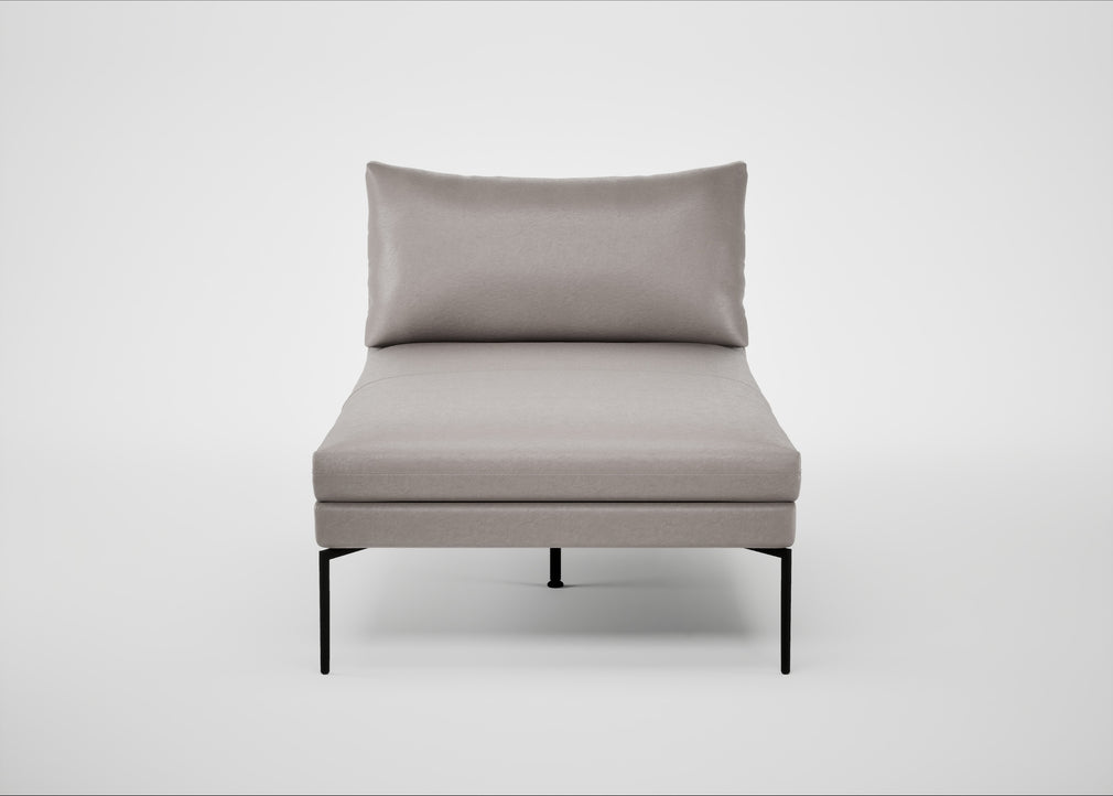 Matera Chaise Lounge Daino Leather Elephant / Black