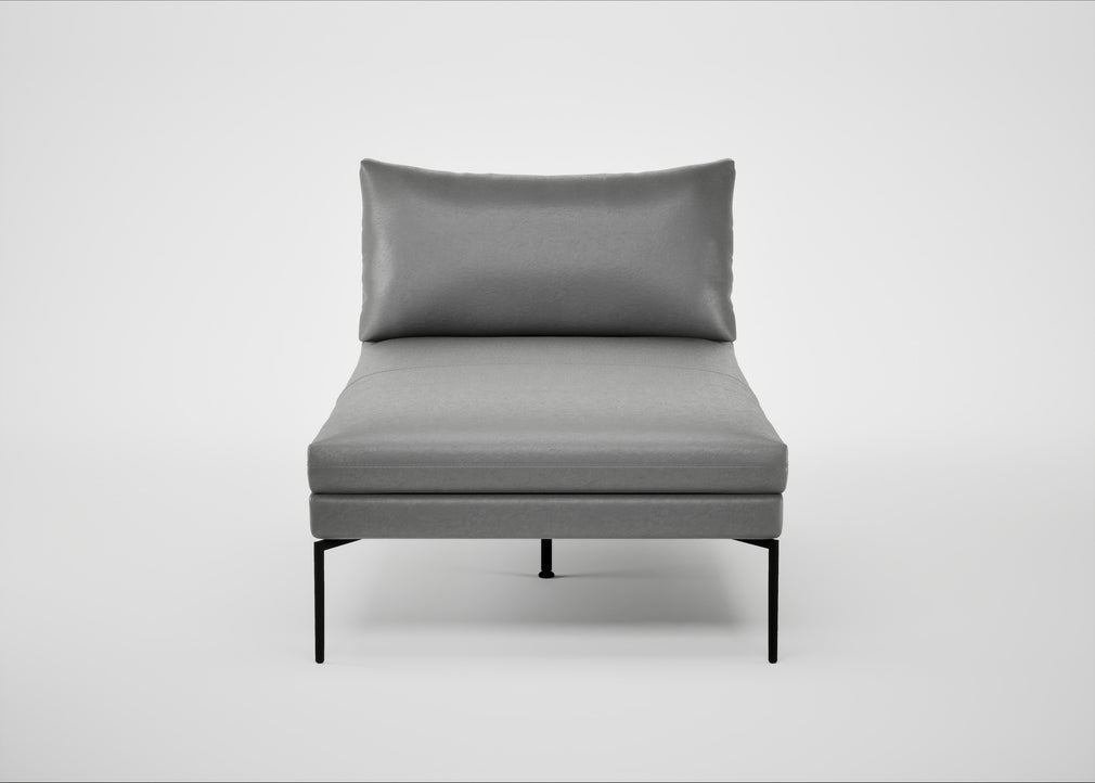 Matera Chaise Lounge Daino Leather Steel / Black