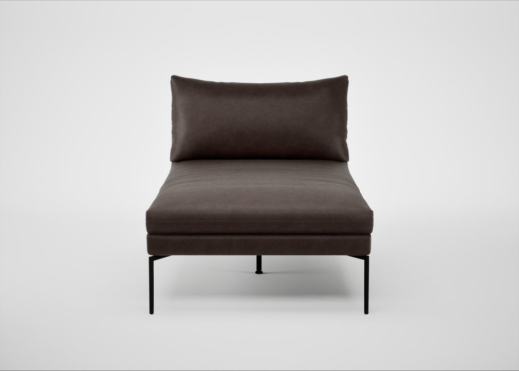 Matera Chaise Lounge Leather Grain Chocolate 066 / Black
