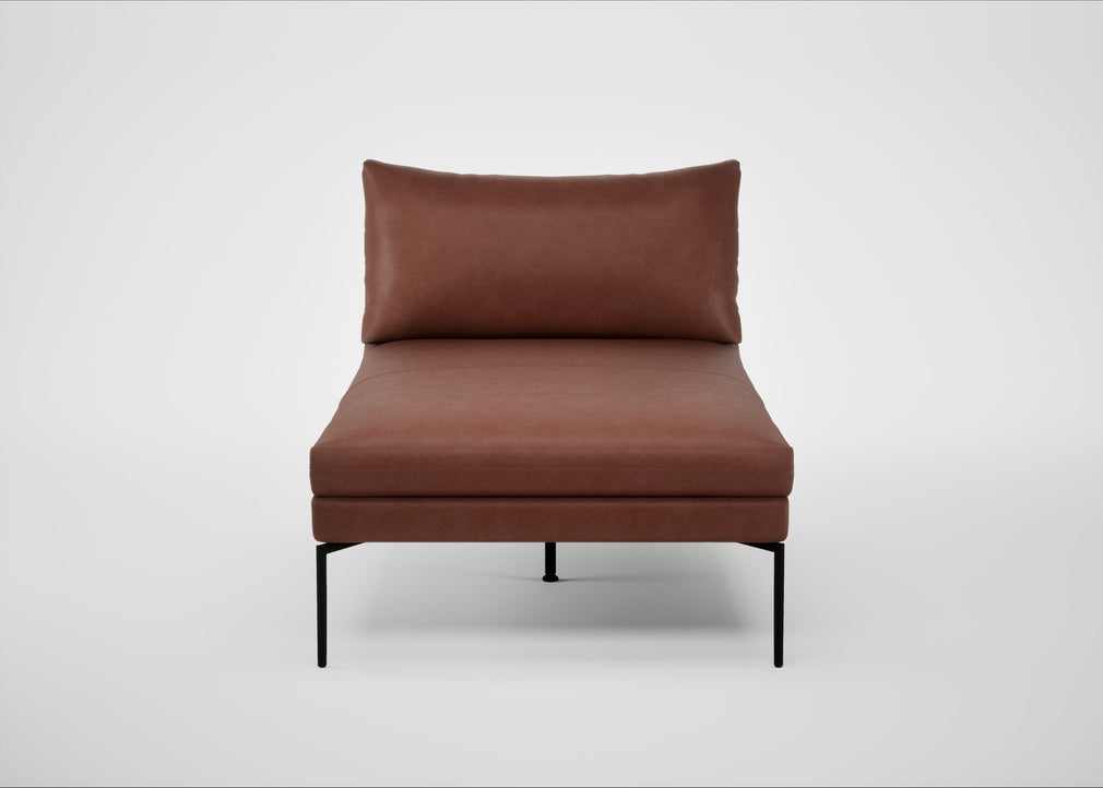Matera Chaise Lounge Leather Grain Dark Brown 068 / Black