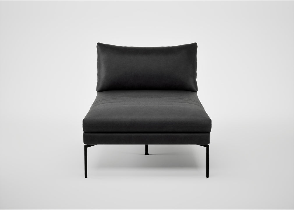 Matera Chaise Lounge Leather Grain Graphite 063 / Black