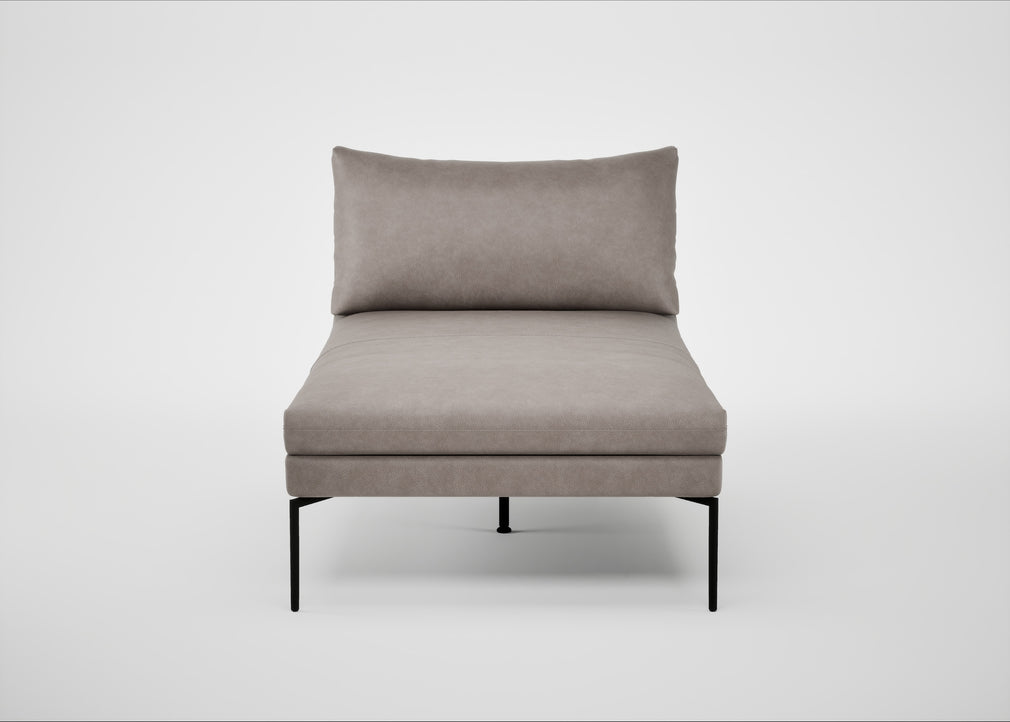 Matera Chaise Lounge Leather Grain Light Grey 060 / Black