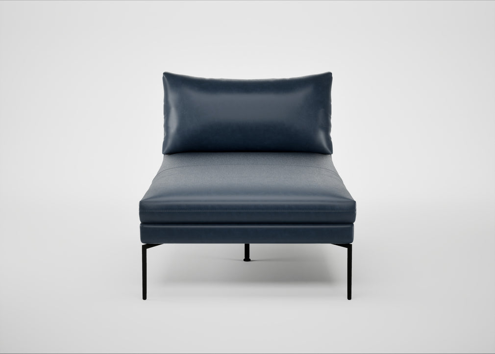 Matera Chaise Lounge Leather Stonewash Navy Blue 279 / Black