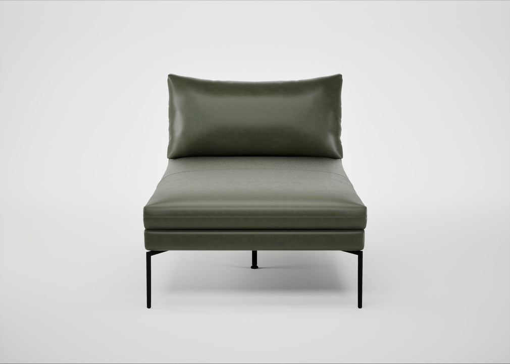 Matera Chaise Lounge Leather Stonewash Vintage Green 278 / Black