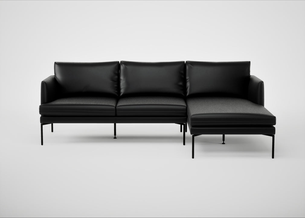 Matera Right Hand Facing Chaise Sofa Leather Stonewash Black 263 / Black