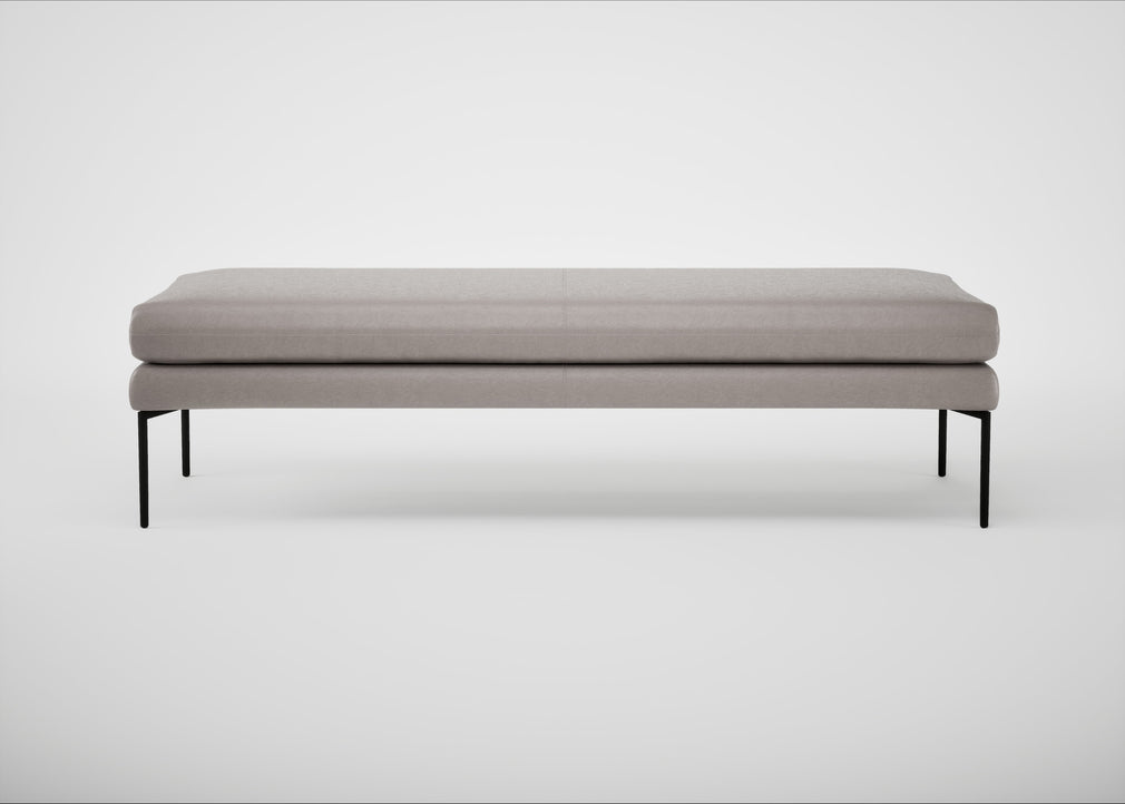 Matera Bench Daino Leather Elephant / Black / 160cm