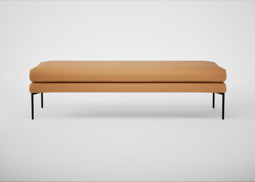 Matera Bench Daino Leather Parchment / Black / 160cm