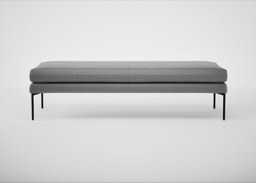 Matera Bench Daino Leather Steel / Black / 160cm