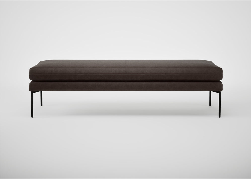 Matera Bench Leather Grain Chocolate 066 / Black / 160cm