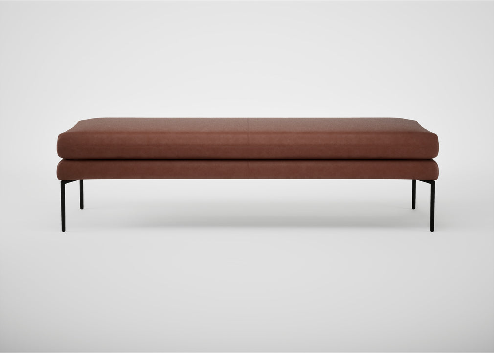 Matera Bench Leather Grain Dark Brown 068 / Black / 160cm