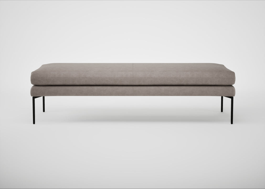 Matera Bench Leather Grain Light Grey 060 / Black / 160cm