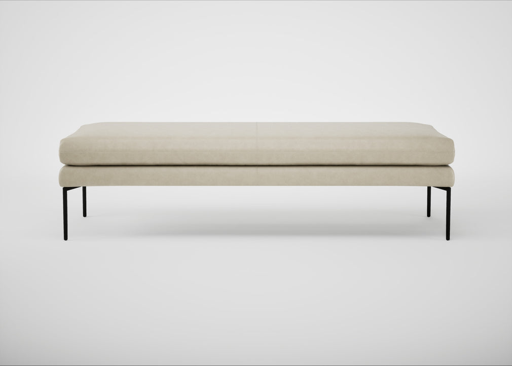 Matera Bench Leather Grain Storm 006 / Black / 160cm
