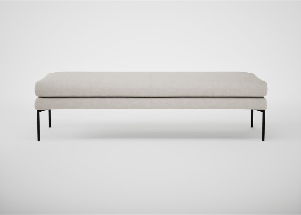 Matera Bench Leather Grain White 000 / Black / 160cm
