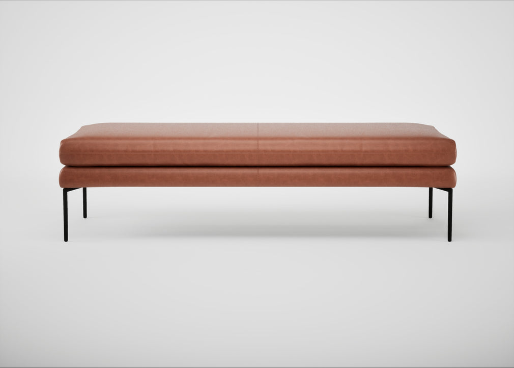 Matera Bench Leather Stonewash Light Brown 274 / Black / 160cm