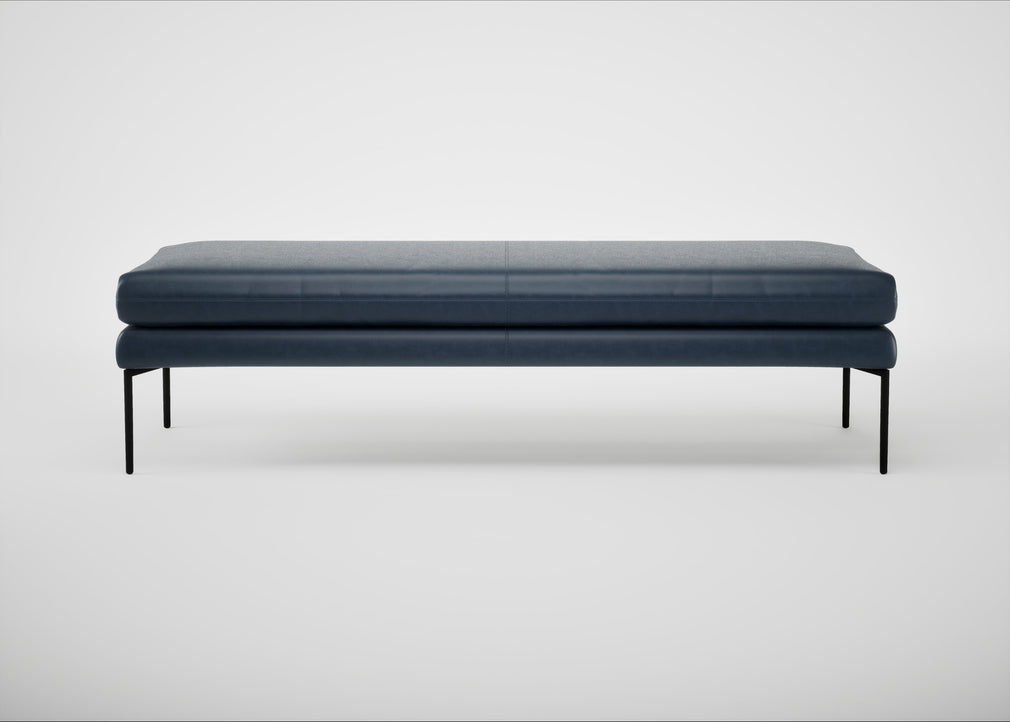 Matera Bench Leather Stonewash Navy Blue 279 / Black / 160cm