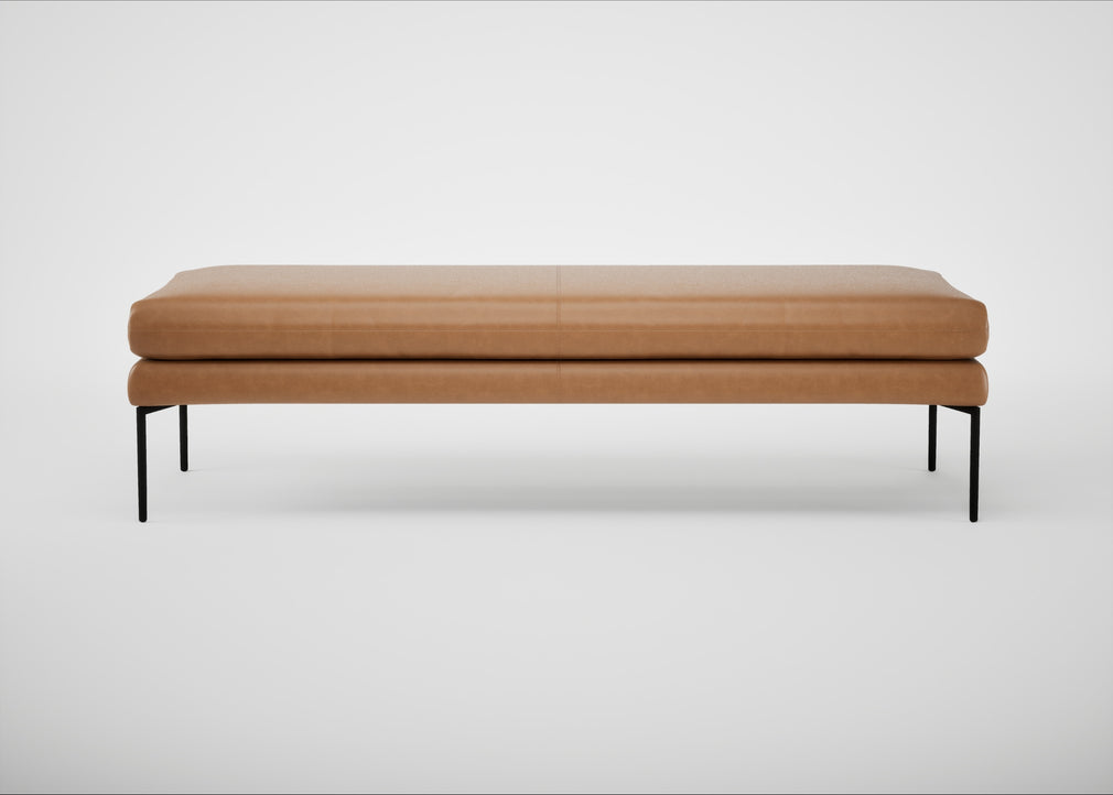 Matera Bench Leather Stonewash Toffee 277 / Black / 160cm