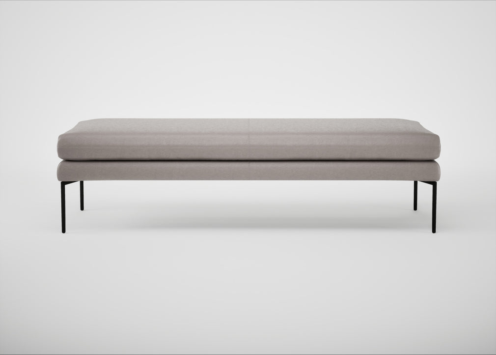 Matera Bench Daino Leather Elephant / Black / 180cm
