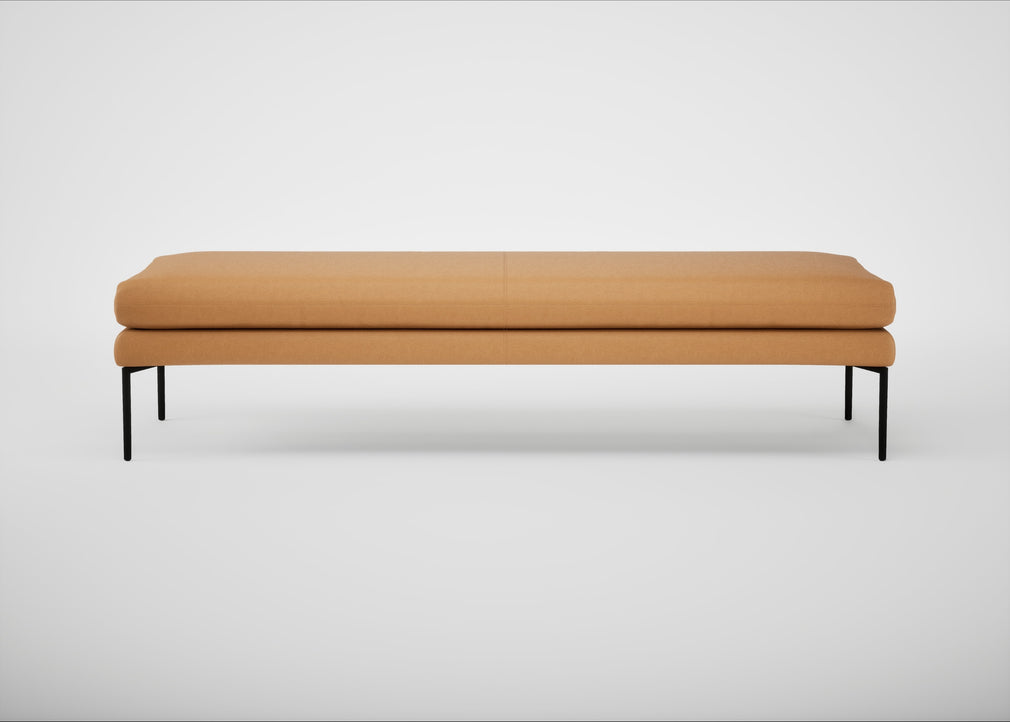 Matera Bench Daino Leather Parchment / Black / 180cm