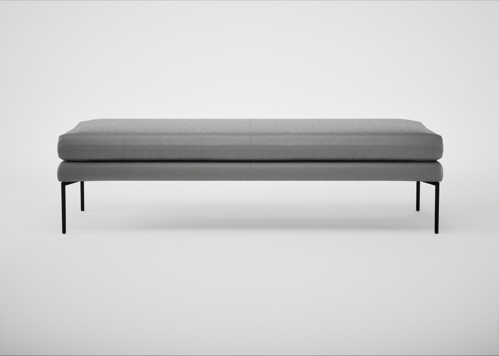 Matera Bench Daino Leather Steel / Black / 180cm