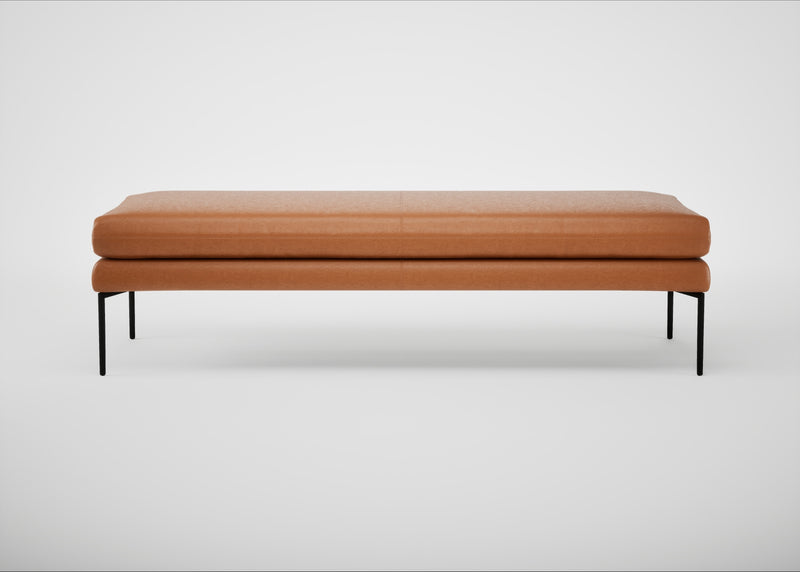 Matera Bench Daino Leather Treacle / Black / 180cm
