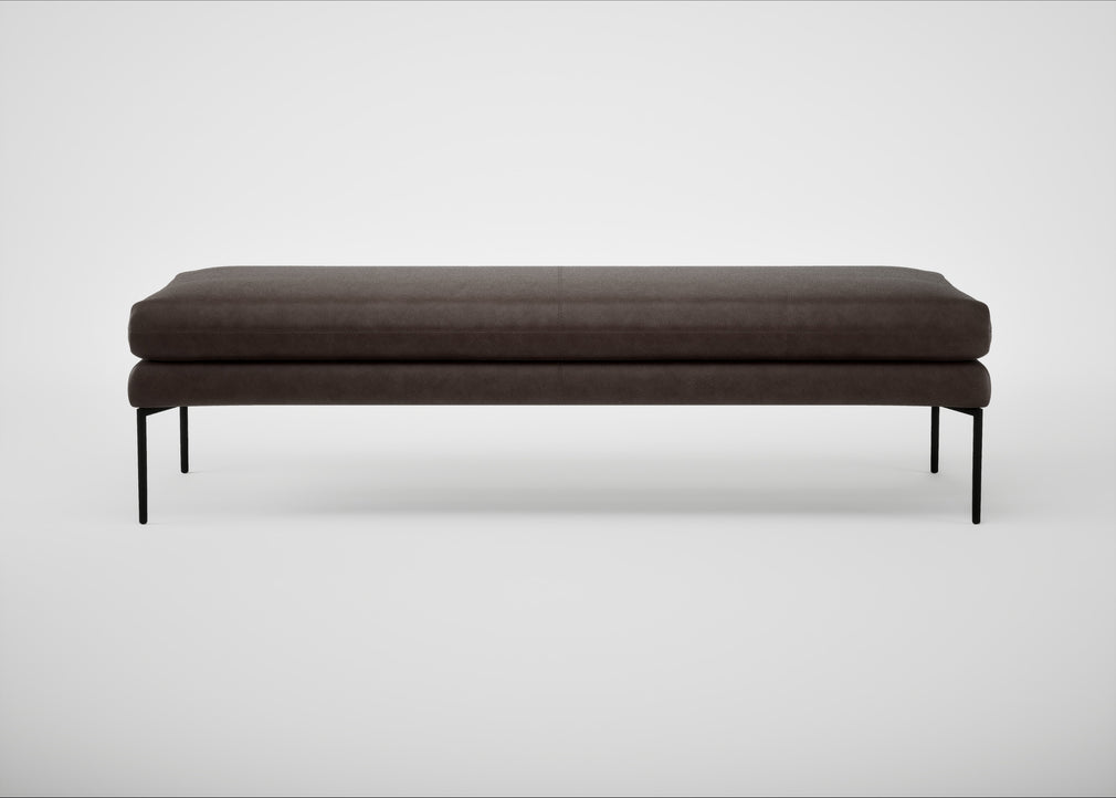 Matera Bench Leather Grain Chocolate 066 / Black / 180cm