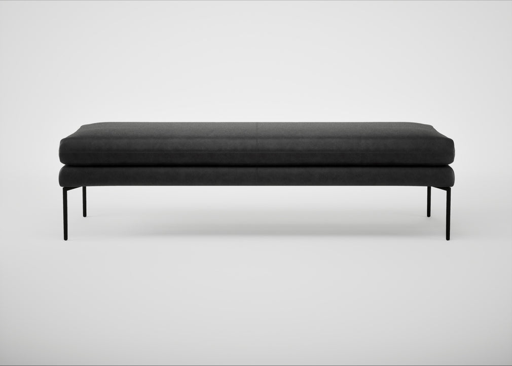 Matera Bench Leather Grain Graphite 063 / Black / 180cm