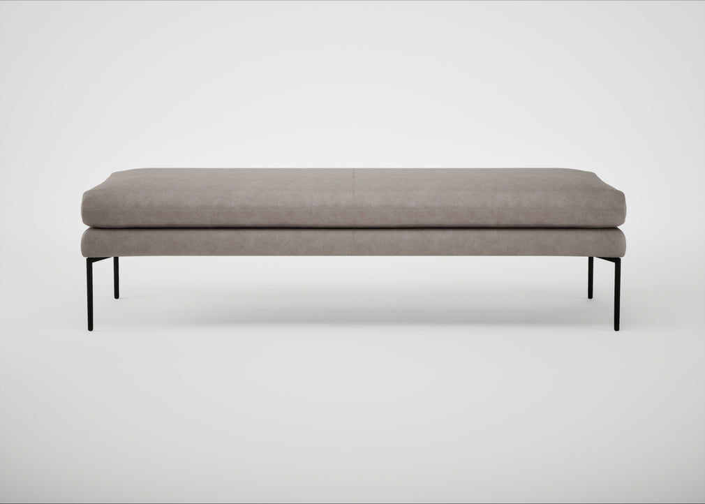 Matera Bench Leather Grain Light Grey 060 / Black / 180cm