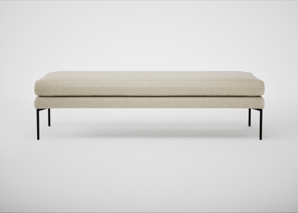 Matera Bench Leather Grain Storm 006 / Black / 180cm