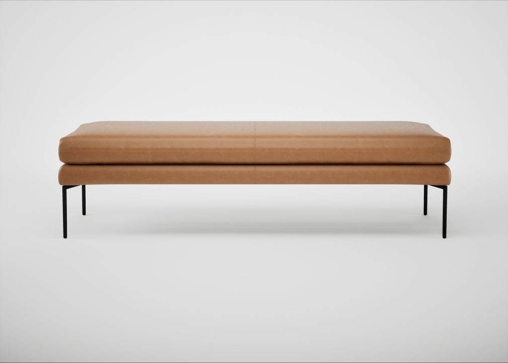 Matera Bench Leather Stonewash Toffee 277 / Black / 180cm