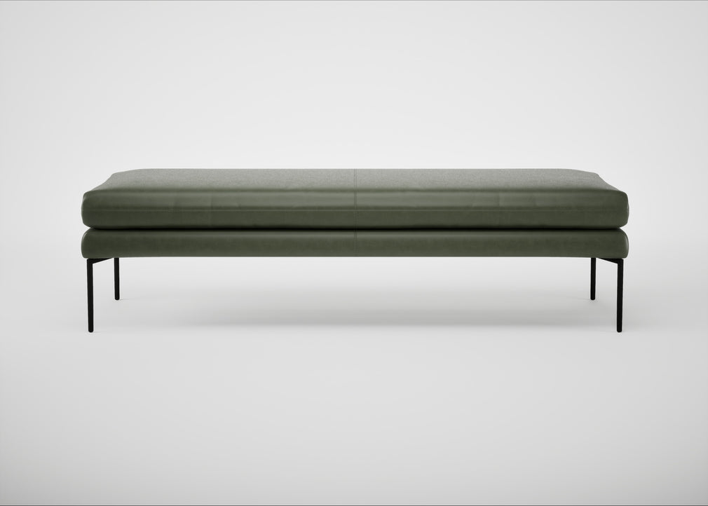 Matera Bench Leather Stonewash Vintage Green 278 / Black / 180cm