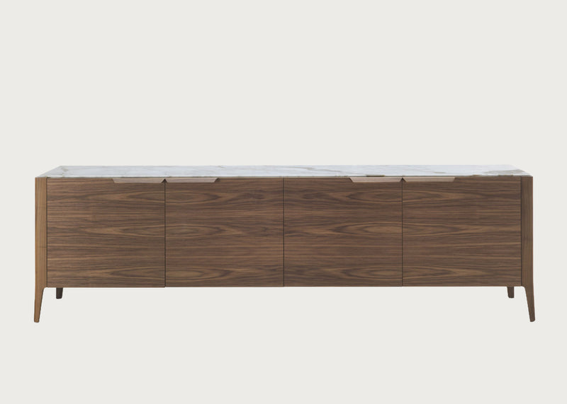 Atlante 4 Sideboard Walnut & Calacatta Oro Marble