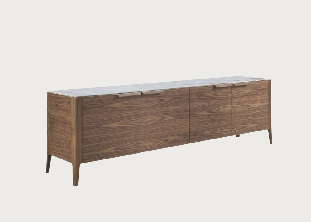 Atlante 4 Sideboard Walnut & Calacatta Oro Marble