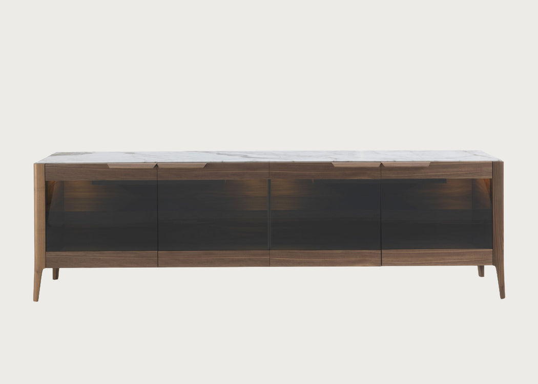 Atlante 5 Sideboard Walnut & Calacatta Oro Marble