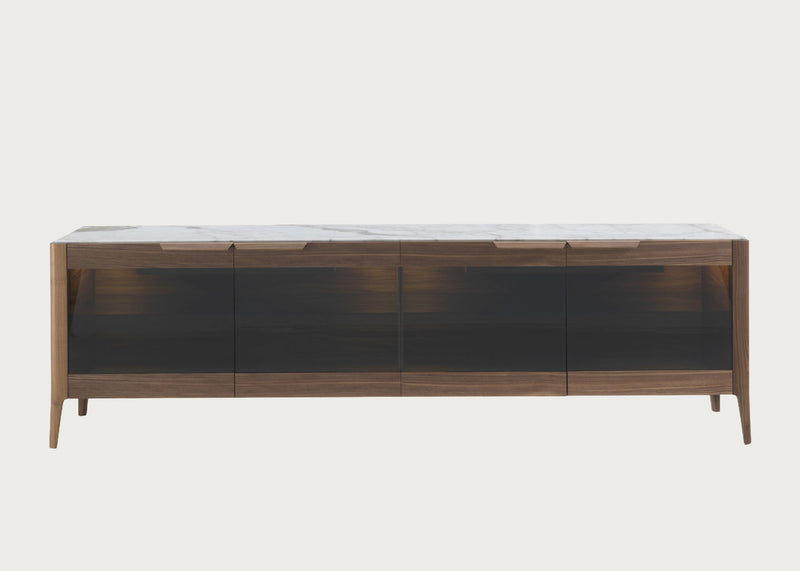Atlante 5 Sideboard Walnut & Calacatta Oro Marble