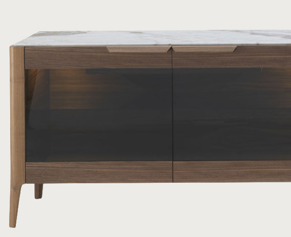 Atlante 5 Sideboard Walnut & Calacatta Oro Marble