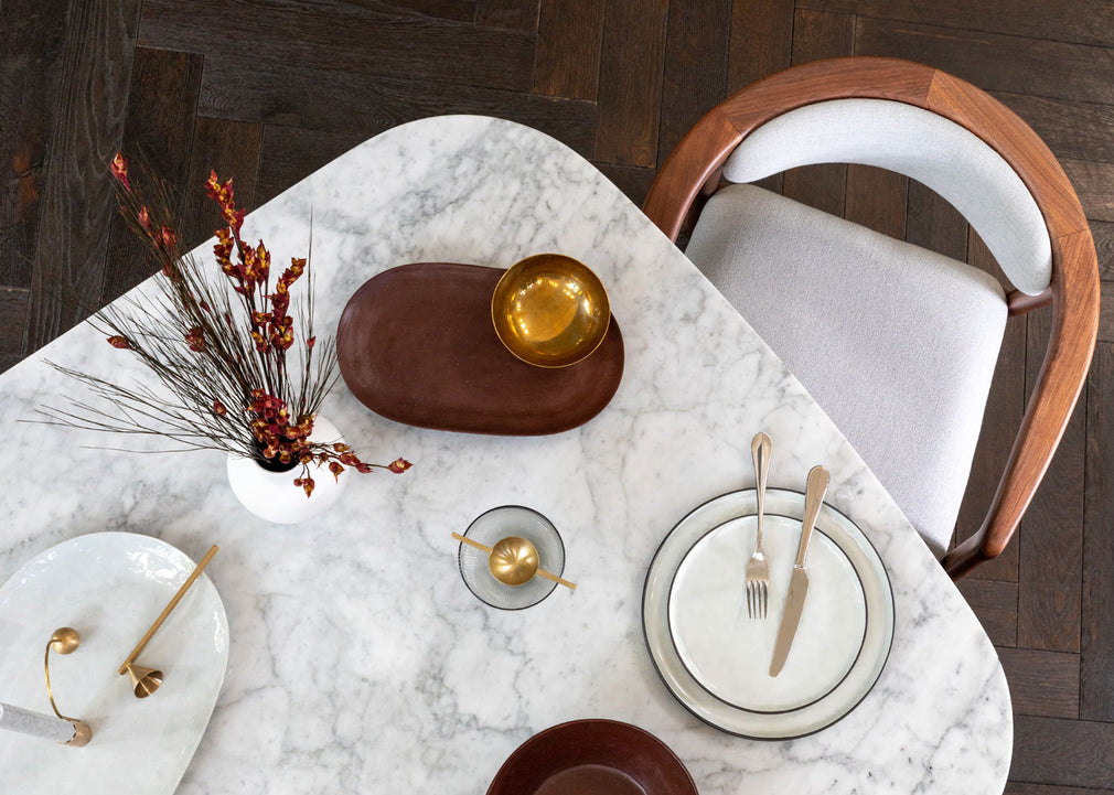 Anais Dining Table Walnut Marble Top