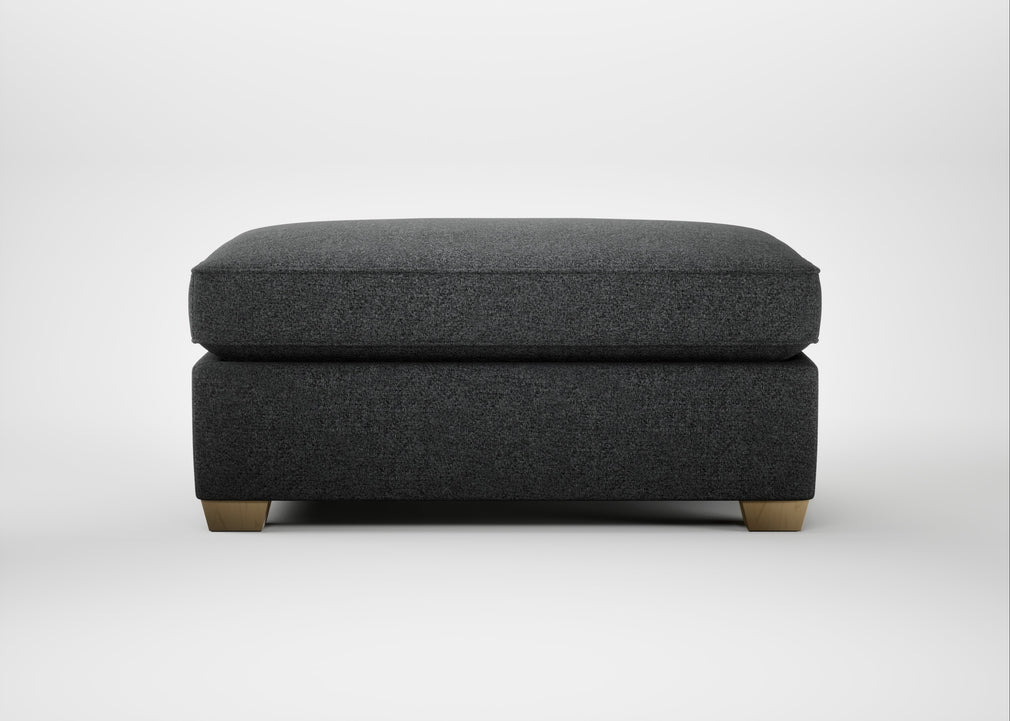 Torino Footstool Melton Wool Granite / Natural