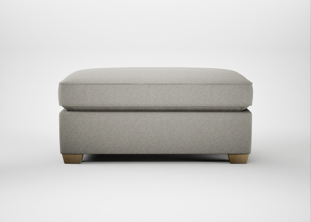 Torino Footstool Melton Wool Limestone / Natural
