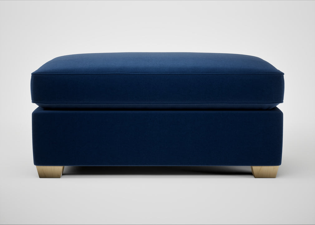 Torino Footstool Cotton Velvet Midnight / Natural