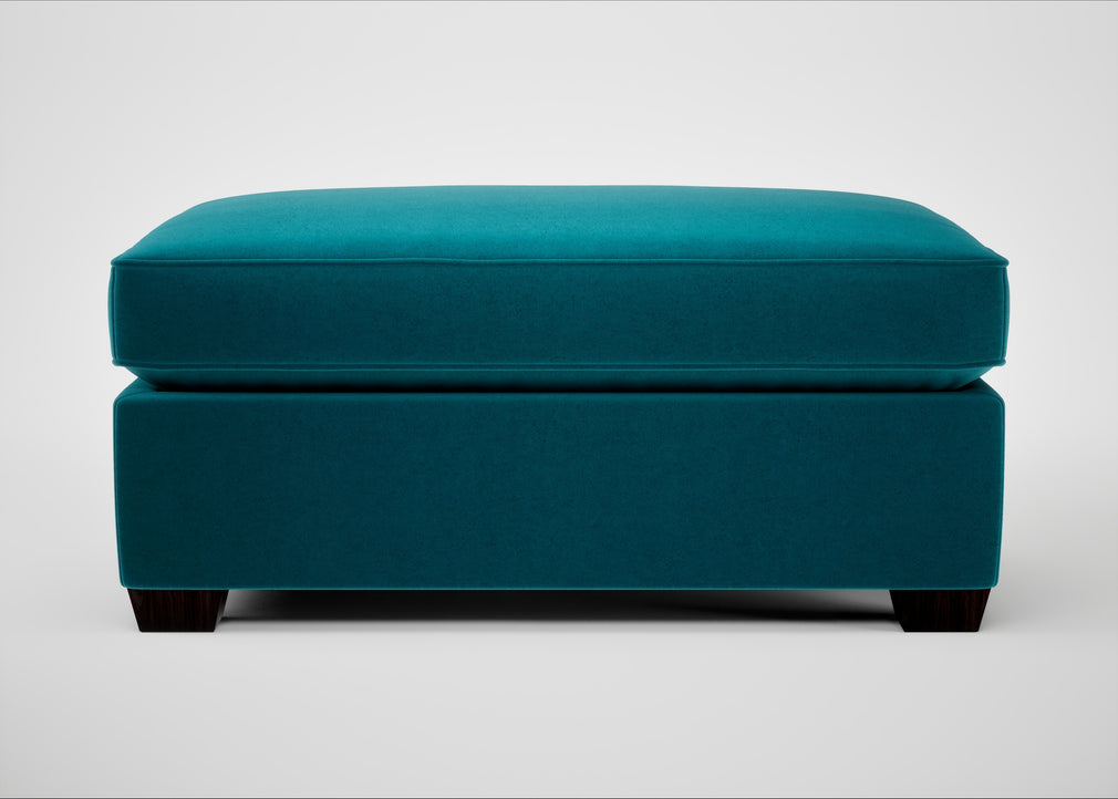 Torino Footstool Cotton Velvet Teal / Black
