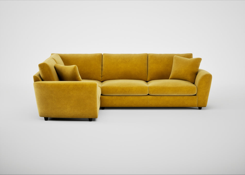 Snooze Left Hand Facing Corner Sofa Smart Luxe Velvet Canary