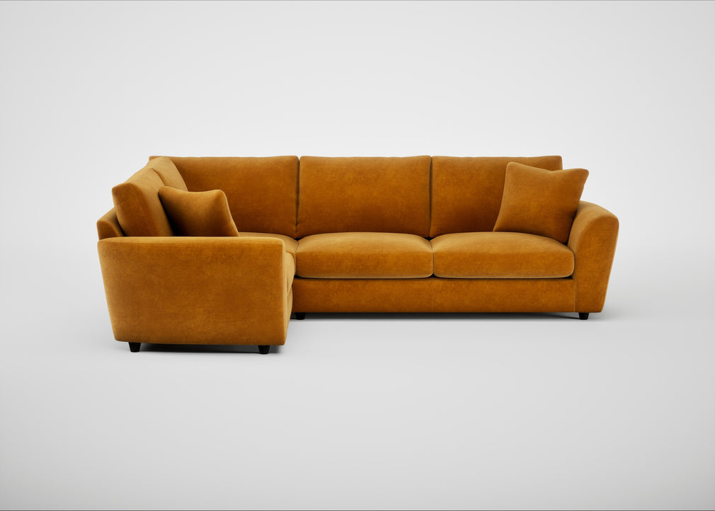 Snooze Left Hand Facing Corner Sofa Smart Luxe Velvet Cognac