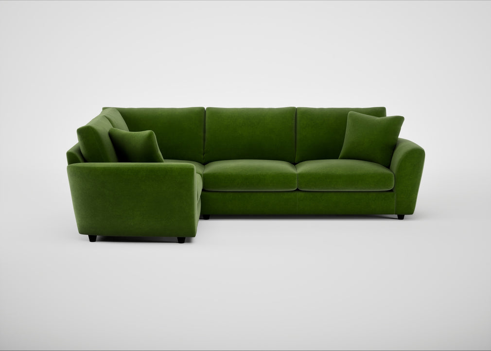 Snooze Left Hand Facing Corner Sofa Smart Luxe Velvet Grass
