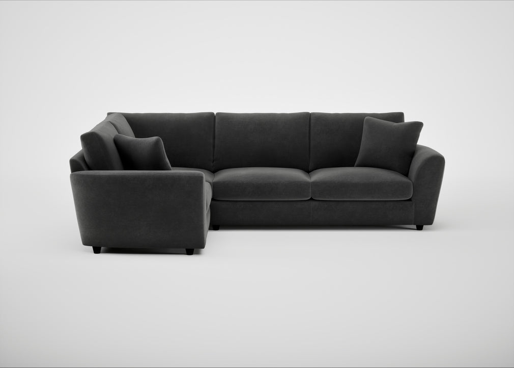 Snooze Left Hand Facing Corner Sofa Smart Luxe Velvet Nickel