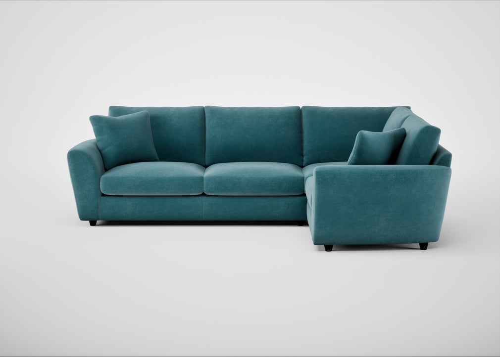 Snooze Right Hand Facing Corner Sofa Smart Luxe Velvet Airforce Blue