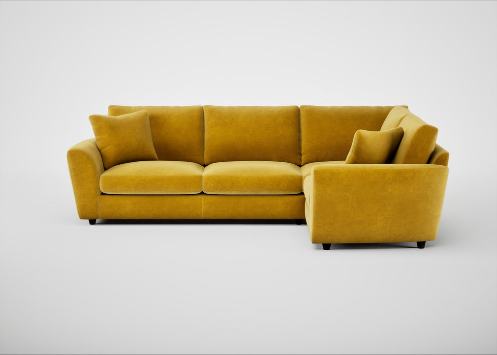 Snooze Right Hand Facing Corner Sofa Smart Luxe Velvet Canary
